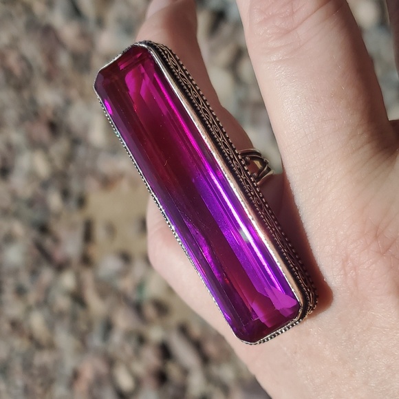 New Amazing Oversized Bi-Color Tourmaline 925 Silver Statement Ring. - Picture 15 of 16